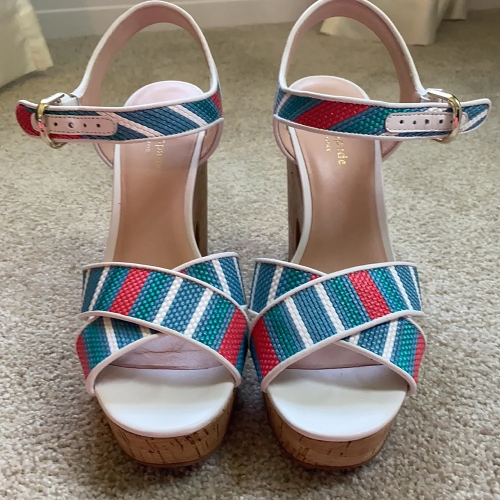 Like new Kate Spade Grace Raffia platform wedges